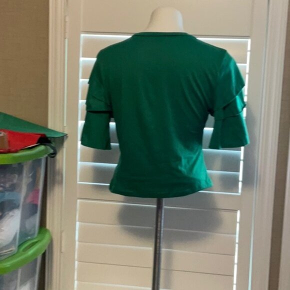 Green Ruffle Sleeve Top - Picture 3 of 6